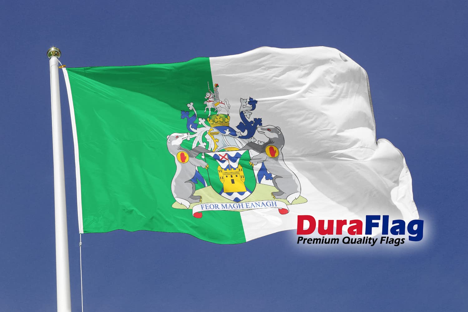 DuraFlag Fermanagh Small Courtesy 20x12" Rope and Toggled Premium Quality 50x30cm Flag
