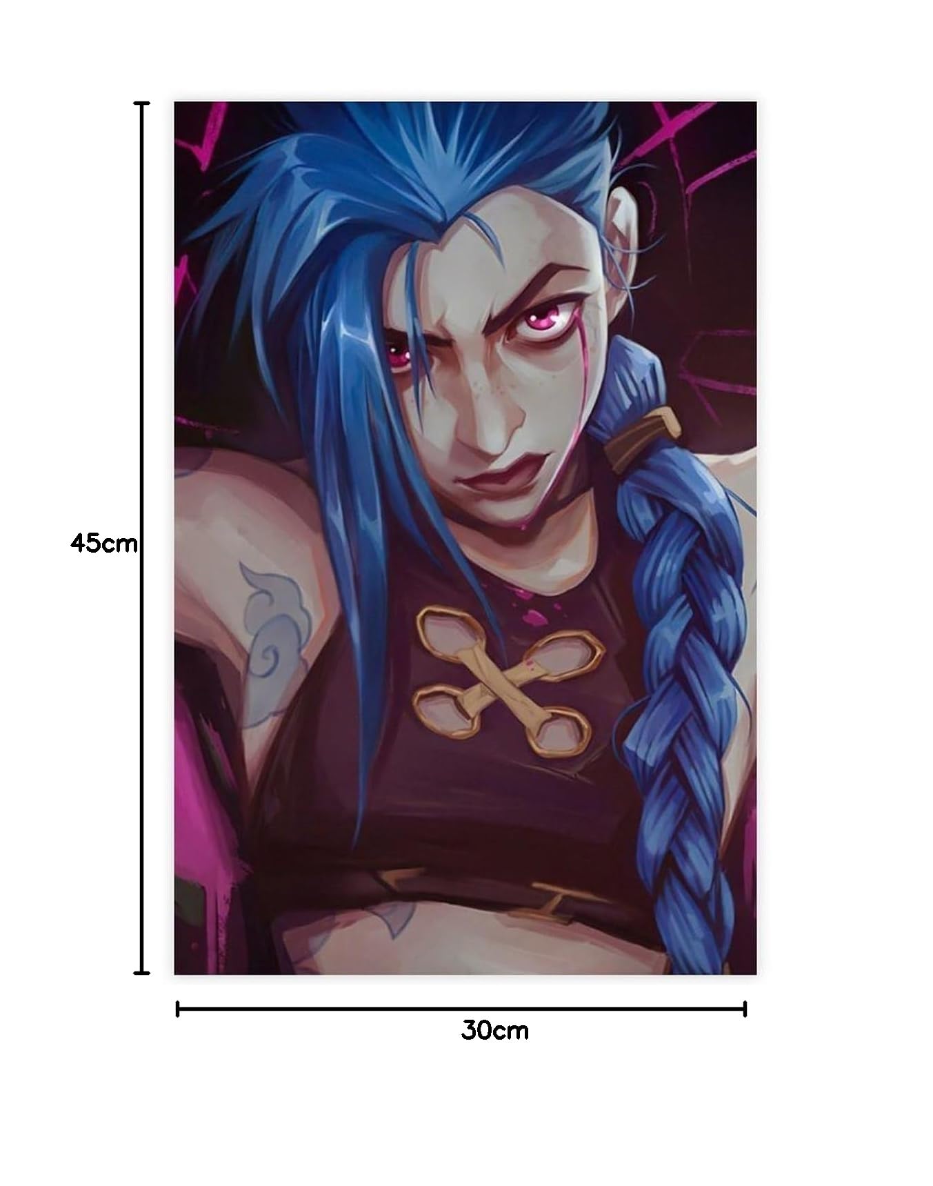 Poster Sur Toile Arcane Jinx League Of Legends - Bataille Des Villes Jumelles - Décoration Murale 30x45 Cm Sans Cadre