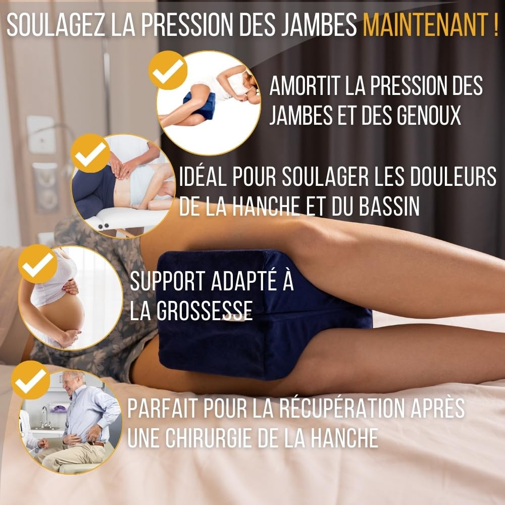 Inphysio® Ergonomique Coussin Entre Jambes pour Dormir, Coussin Genoux Nuit Orthopédique, Coussin Memoire Forme, Coussin Relève-Jambes, Coussin pour Genoux Dormir, Anti Douleur - 25x20x17 cm