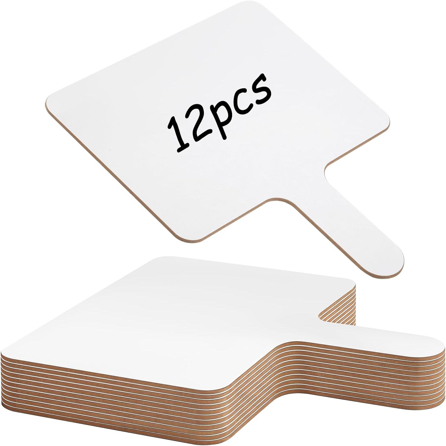 JJUNW 12 PCS 8 x 10 Inch Dry Erase Paddle, Handheld Wooden White Board Double Sided Dry Erase Signs Auction Paddles for Students Classroom Office Meeting Voting Answers Shower Games Party