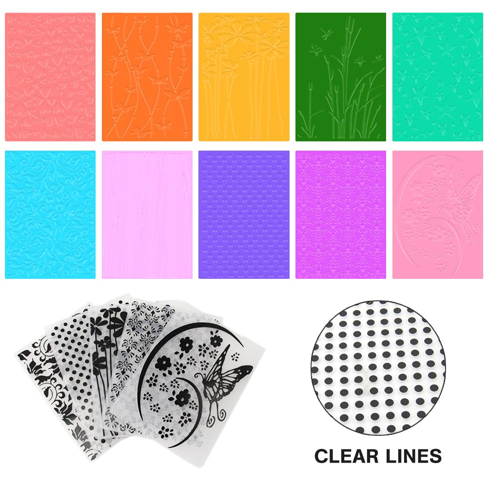 10 Cartelle Per Goffratura 15x3 Cm - Stencil In Plastica Per Scrapbooking E Carte - Foto 10