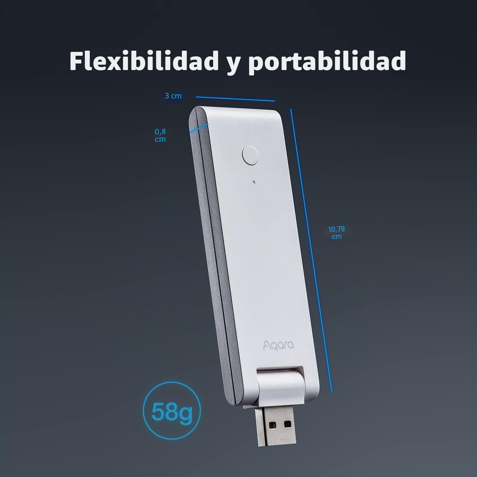 Aqara Hub de Domótica E1(Requiere Wi-Fi de 2,4 GHz), Interfaz USB-A de Alimentación, Zigbee 3.0, Repetidor WiFi(Hot Spot), Compatible con HomeKit, Alexa, Google Assistant e IFTTT