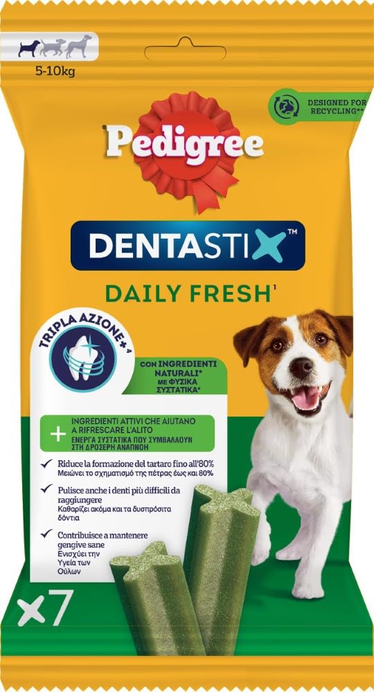 PEDIGREE DENTASTIX Fresh Snack quotidiani cani taglia piccola, 10 Confezioni da 7 pezzi