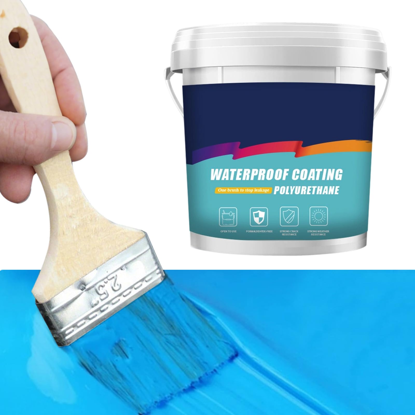 Polyurethane Waterproof Coating - Waterproofing & Leakage Repairing Eco-Friendly Coating for Roofs, Walls, Cracks, Gutters, Basements, Toilets, Windows, RVs, Pools and More (D-Blue)