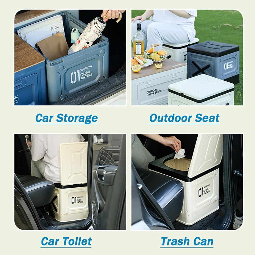 Portable Collapsible Car Toilet for Subaru Solterra 2023-2025 SUV 5-Seater, Multi Use for Car Outdoor Emergency Folding Travel Potty with Lid,Green