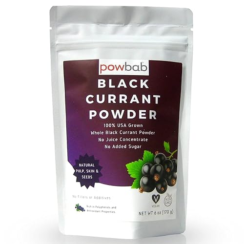 powbab Black Currant Powder - 100% USA Grown Whole Black