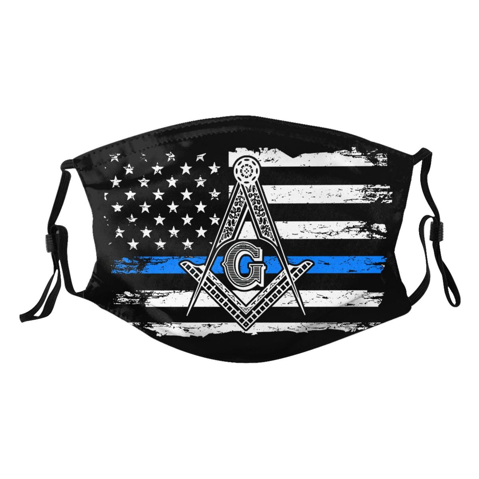 Thin Blue Police Mason Masonic American Flag Adult Dust Mask Adjustable Dust Face with 2 Filter