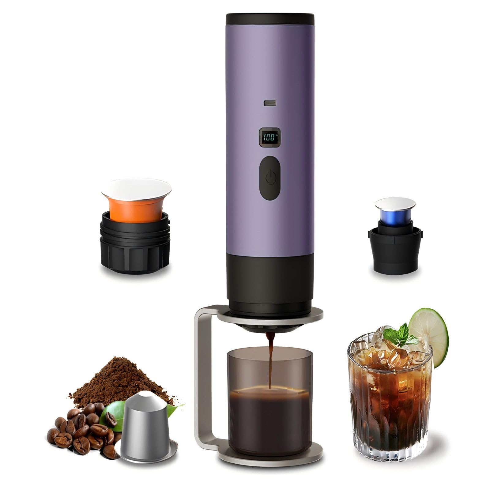 3-in-1 Single Serve Coffee Maker Wireless Protable Coffee Machine Vacuum Pressured Available Automatic Extraction and Real-time Heating Vacuum
