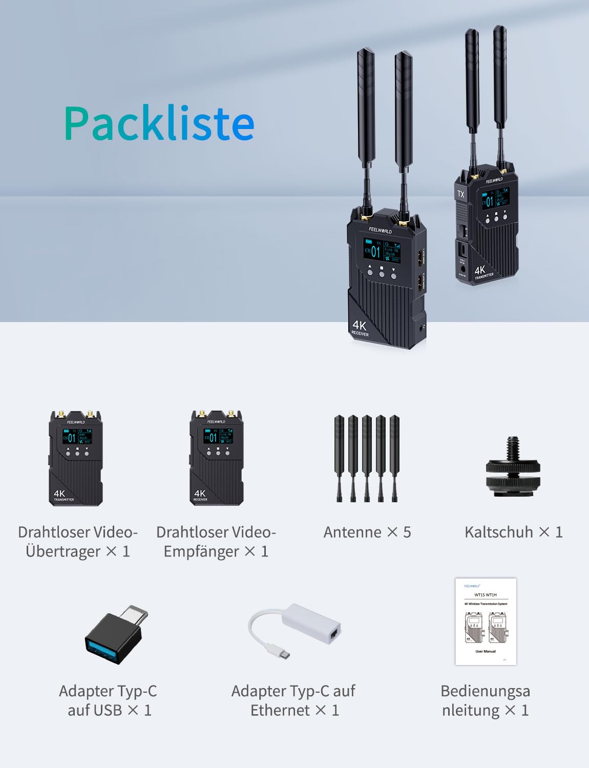 FEELWORLD WT1H Wireless HDMI Video Transmitter and Receiver Supports 4K/30fps,300m (1000ft) Range,0.08s Low Latency Real-time Monitoring for Live Streaming and Photography