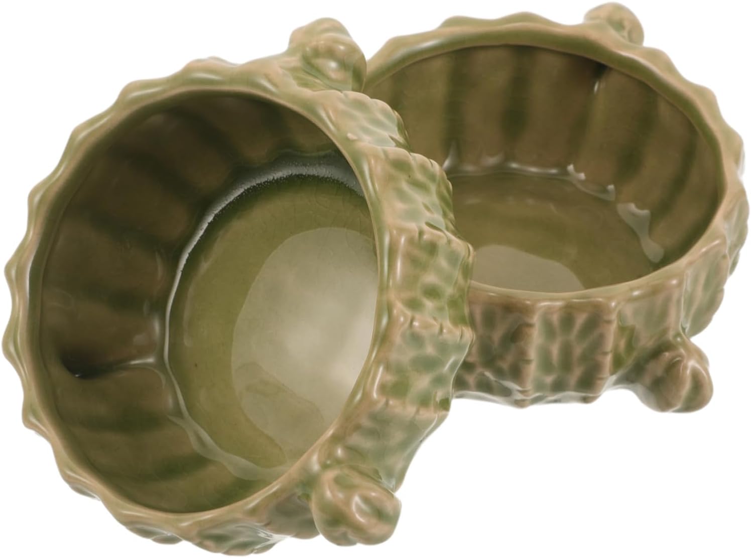 SHOWERORO 2pcs Ceramic Cactus-shaped Paperclip Holder and Binder Clip Organizer in Green for Home and Office, Cute Desk Dispenser Efficient Desk Organizer Feature and Easy Cleaning