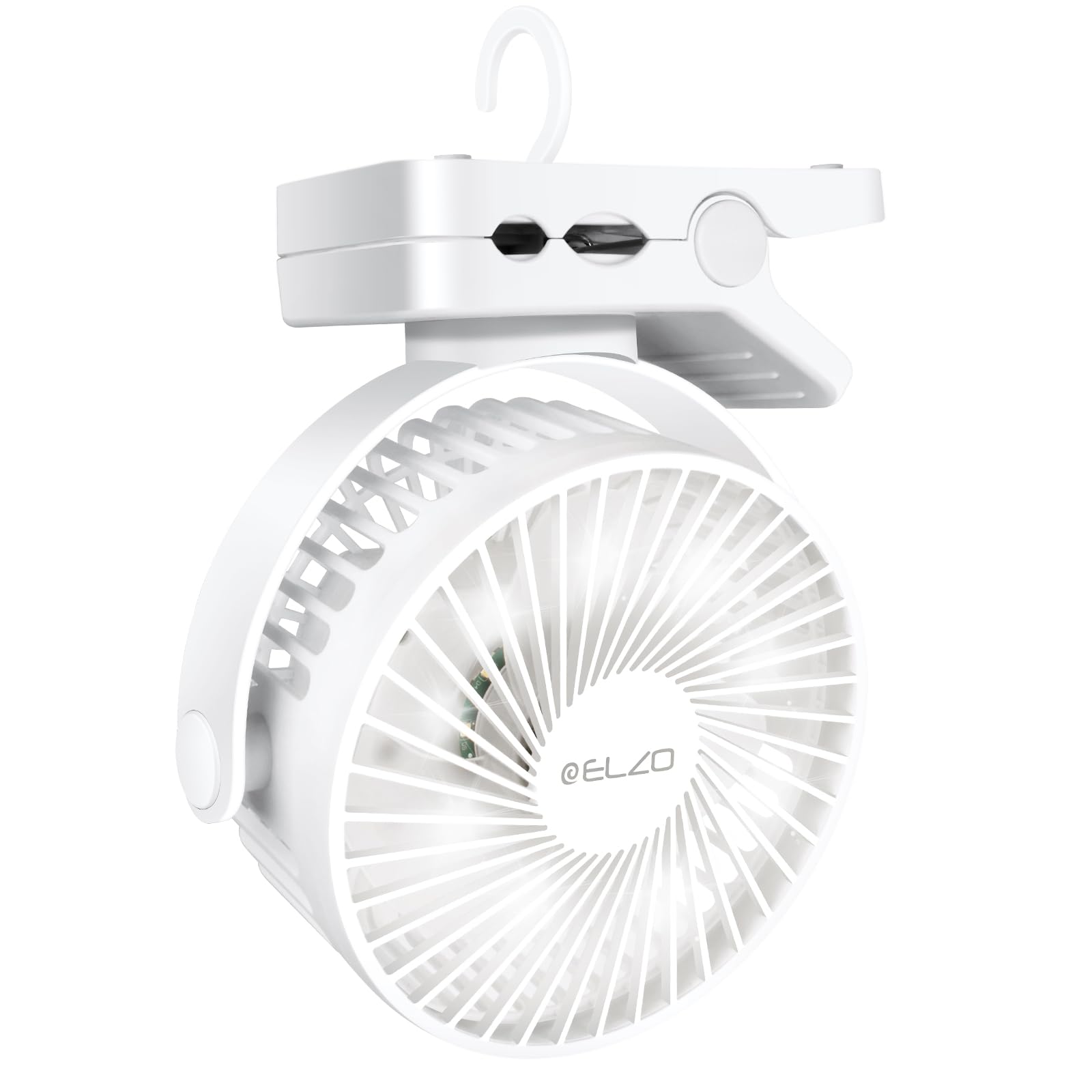 ELZO Desktop Fans, Camping USB 12000mAh Quiet Portable Personal Rechargeable Table Fan with 3 Speeds LED Light, 360° Rotation, Remote Control for Office Stroller