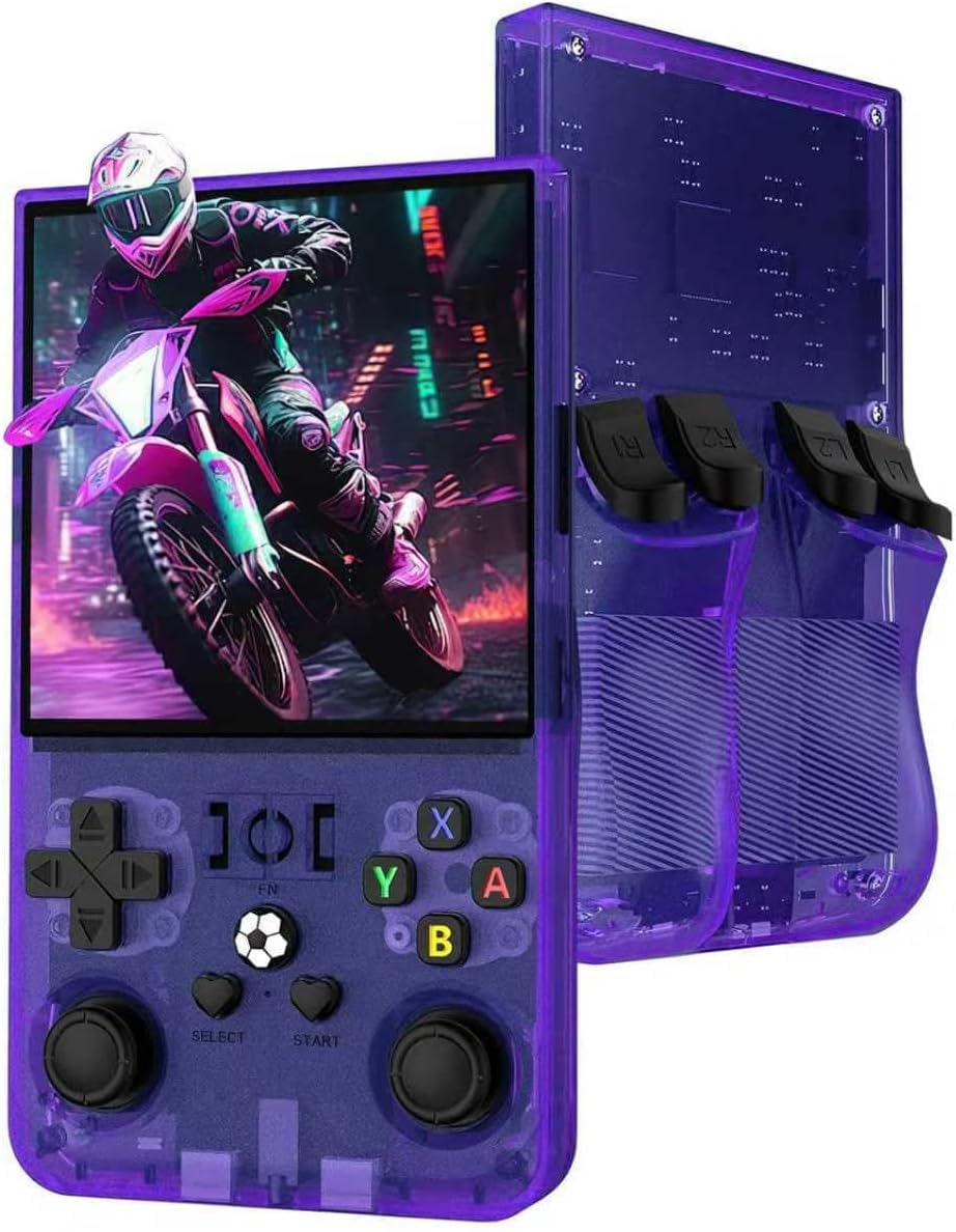 Console Retro Game R36MAX, console retrò con schermo IPS da 4,0", 128 GB, oltre 30 emulatori tradizionali, oltre 18.000 giochi classici, sistema Linux open source, batteria da 4000 mAh - Viola