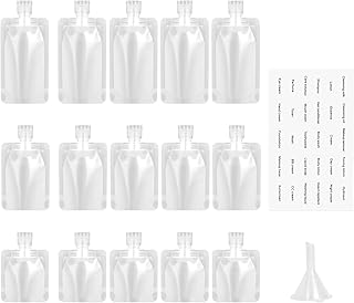 15 Pcs Portable Travel Fluid Makeup Packing Bags, Plastic Stand Up Spout Pouches for Toiletries, Transparent Refillable Empty Squeeze Pouch for Lotion/Shampoo/Face Cream/Hand Soap
