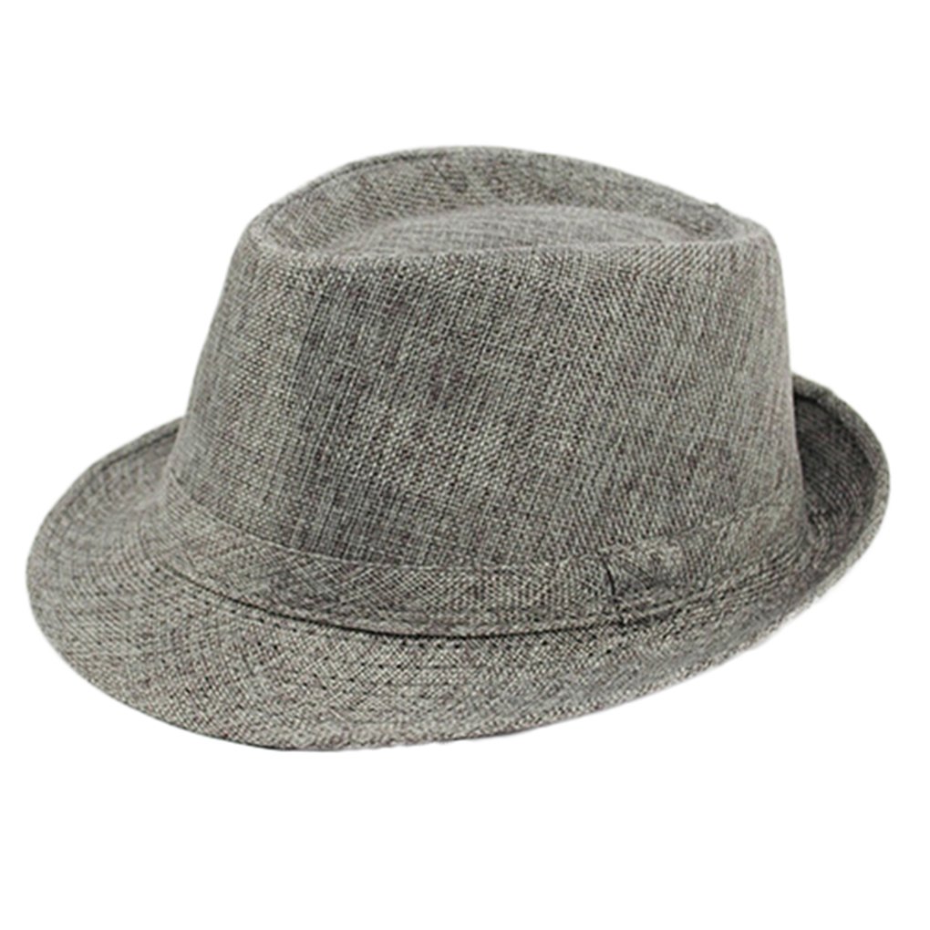 Gemini_mall Men's Grey Gemini_mall® Wo Trendy Fedora Trilby Hat Summer Sun Jazz Cap (Grey)