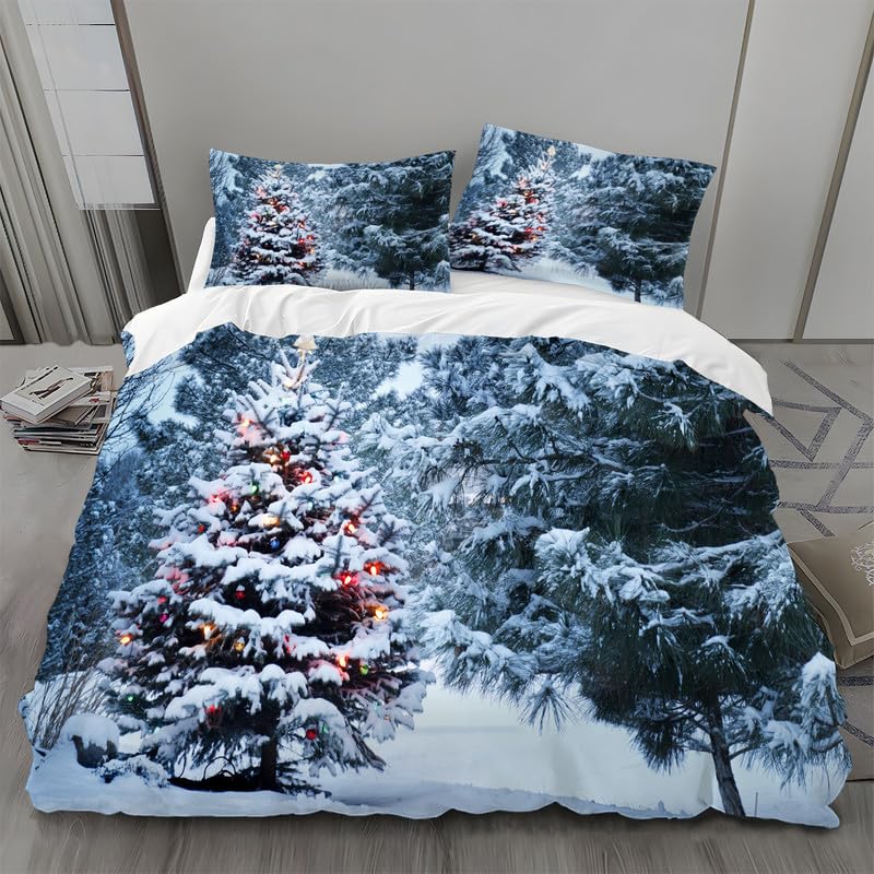 Bonhomme De Neige Parure De Lit Adulte,Pin Flocon De Neige 200 X 200 Cmimpression 3D Housse De