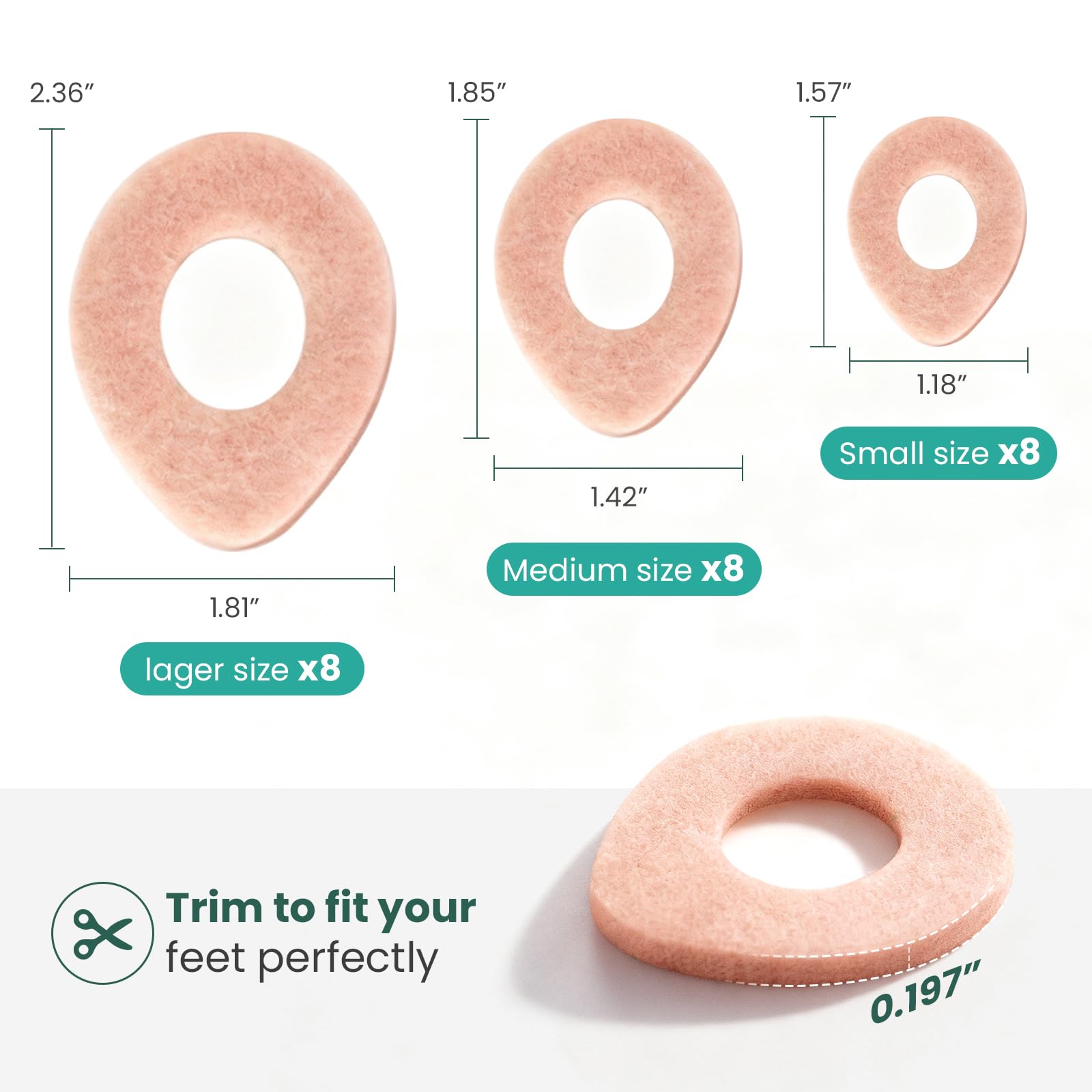 Welnove apósitos para callos - Fieltro Adhesivo Podologia - 24pcs Apósitos para eliminar callos almohadillas para pies y dedos de los pies,protección contra la irritación por fricción