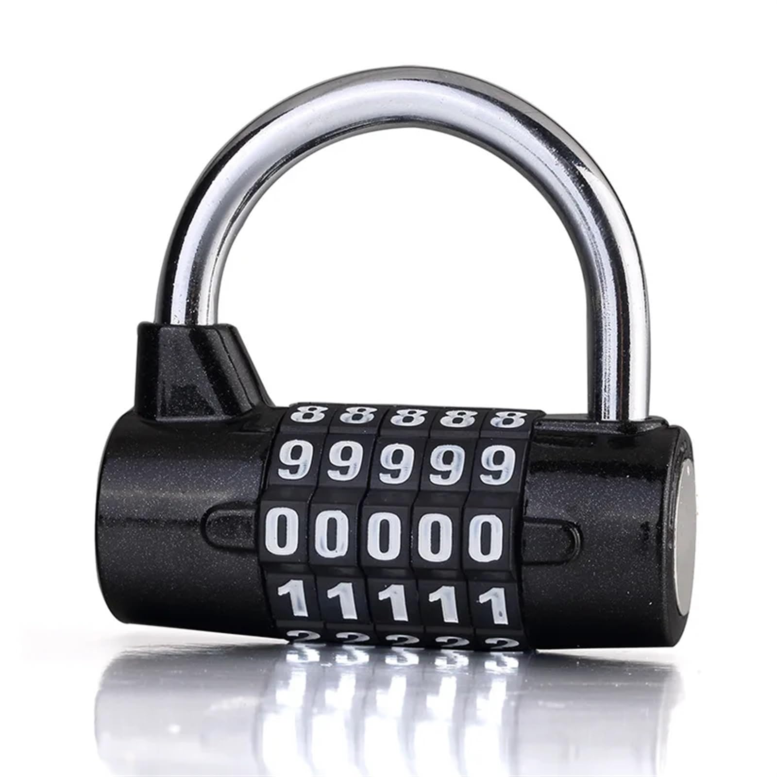 5 Dial Digit Number Combination Travel Password Lock Combination Padlock Zinc Alloy 5 Colors Coded Lock Security Safely Code 1Pcs(Black)