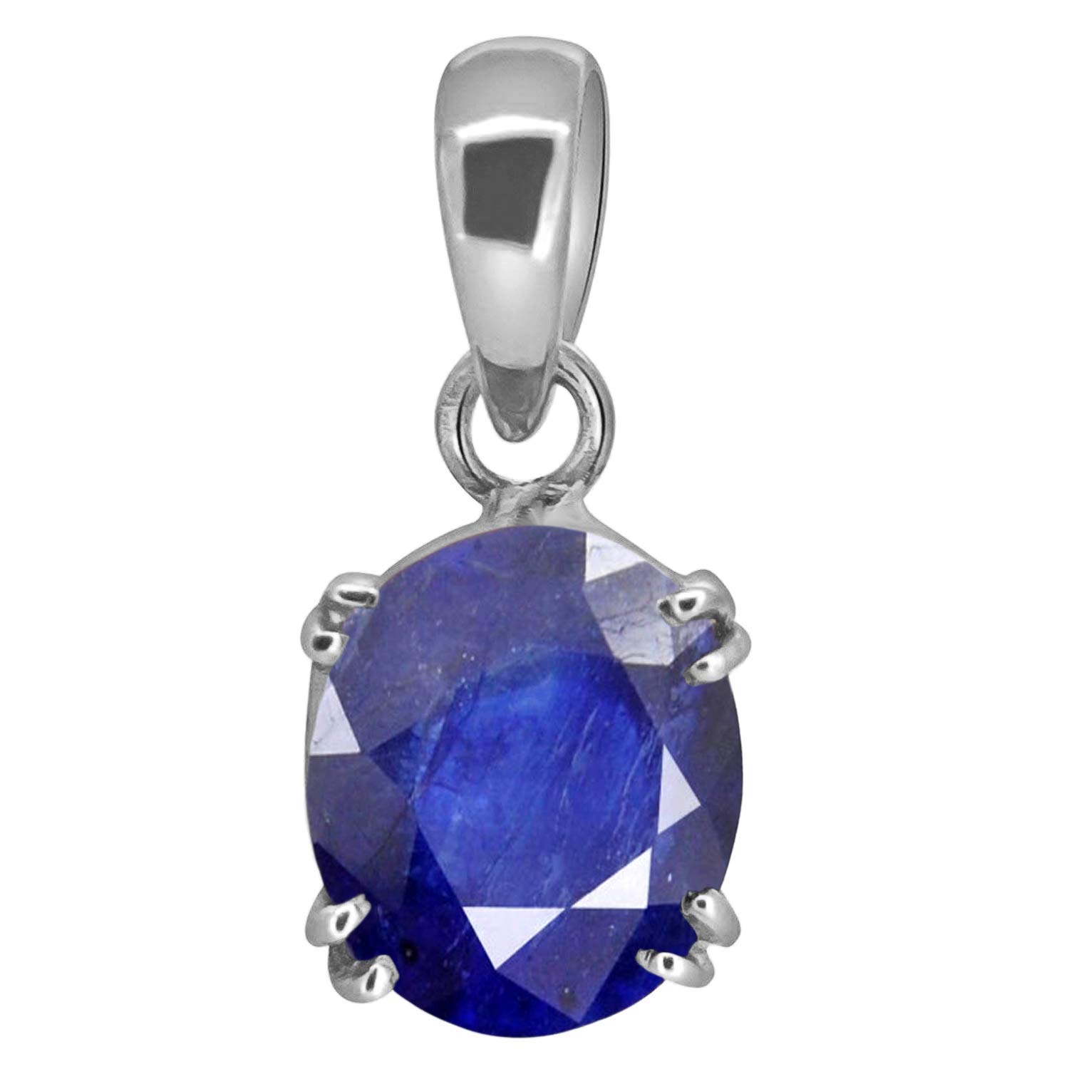 Tongari100% Certified 4.25 Ratti 3.00 Carat Blue Sapphire Nilam/Neelam Stone Silver Plated Pendant Locket Rashi Ratan Gemstone for Men and Women by Lab Certified