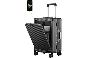 20" Expandable Carry-On Spinner Luggage with USB Port