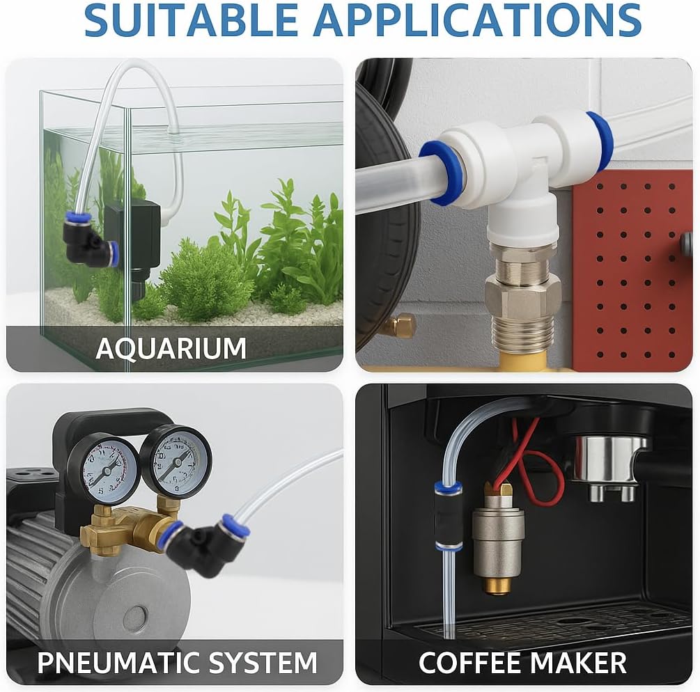 PU Air Line Kit 16mm OD x 12mm ID – 32.8ft Blue Flexible Hose with Push to Connect Fittings, Tube Cutter – Pneumatic Air Tubing Kit for Compressor, Air Tools, Laser Assist