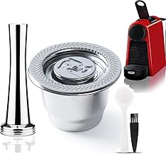 RECAFIMIL Refillable Coffee Capsules in Stainless Steel Compatible For Nespresso OriginalLine Reusable Nespresso Capsules with Reusable Lid (1 Pod,1 Tamper)
