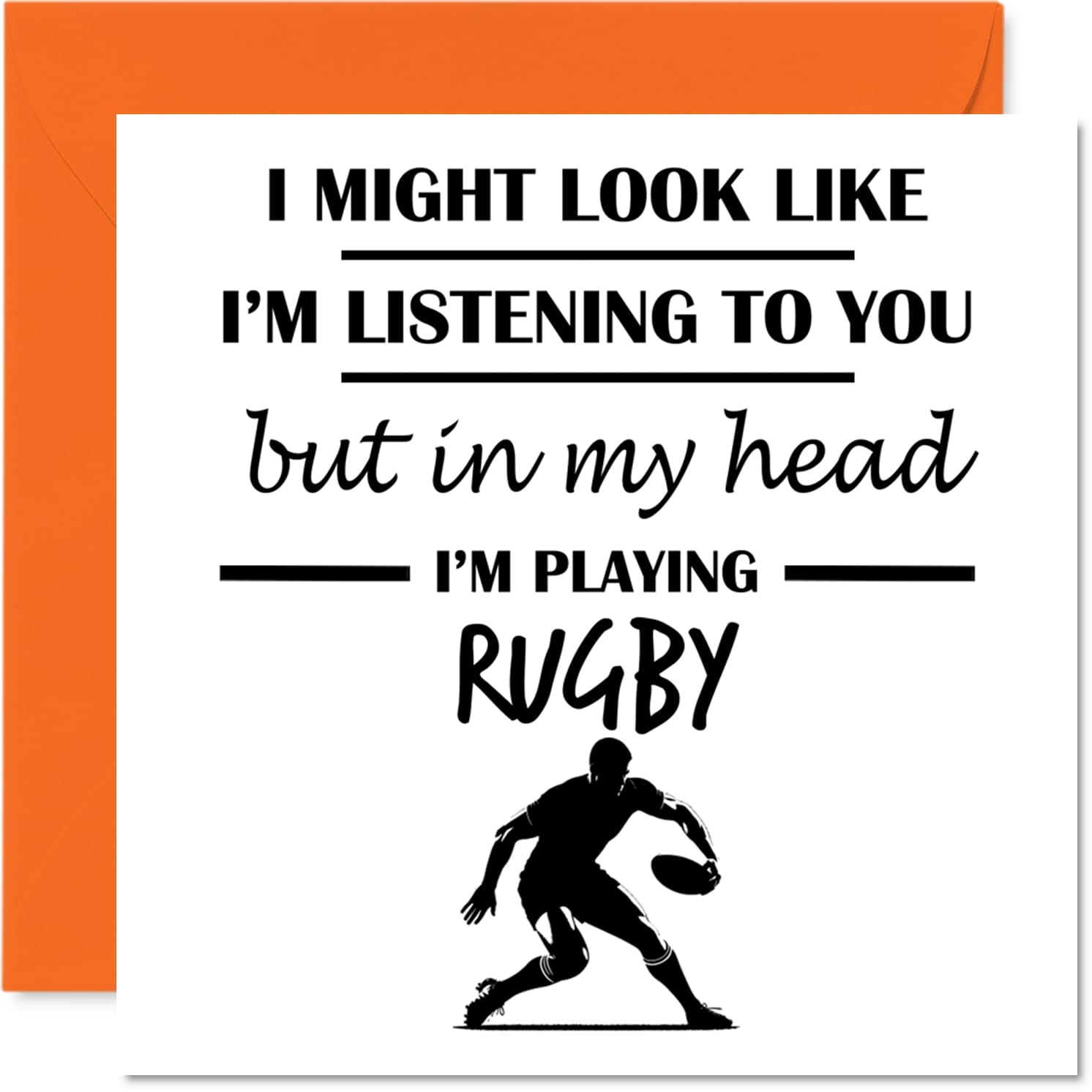 Rugby Birthday Card for Men Women - In my Head - Happy Birthday Card for Auntie Uncle Nanny Colleague, 145mm Bday Greeting Cards