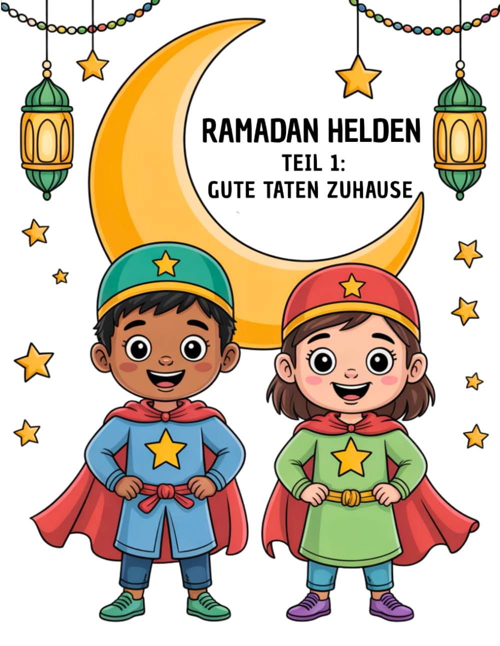 Ramadan Helden – Teil 1: Gute Taten Zuhause: Islamisches Ausmalbuch für Kinder | 36 Seiten Line-Art | Ramadan & gute Taten spielerisch lernen (Ramadan Helden – Die Gute-Taten-Reihe)