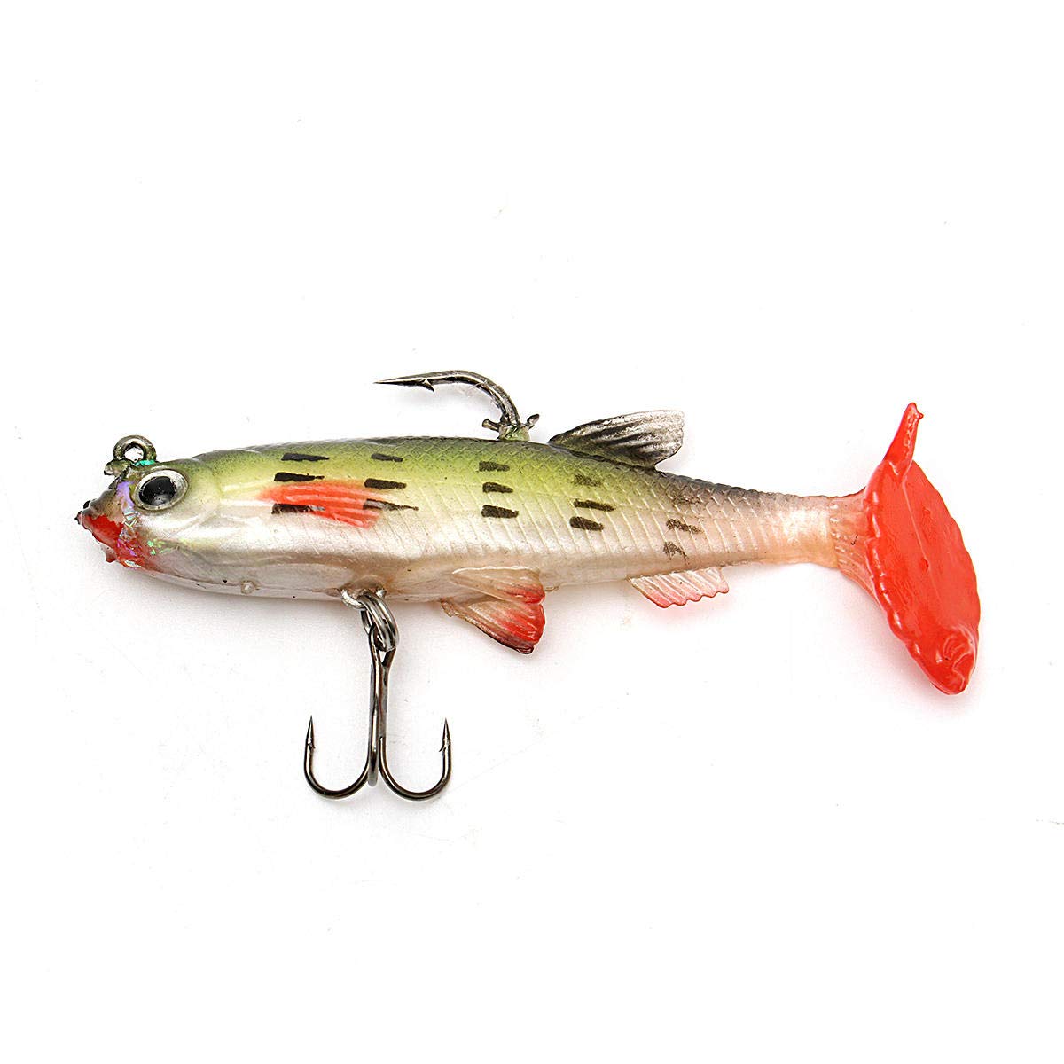 Cebos Artificiales 5pcs 8.5cm Flabby Silicona Minnow Bait Cabeza de Plomo Pesca Alare Aparejo abrupto Gancho Señuelos de Pesca