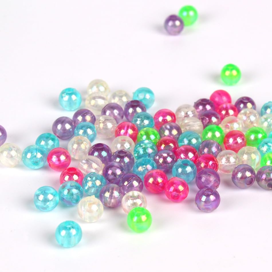 200 cuentas de pesca de plástico duro coloridas 5mm miniatura 3