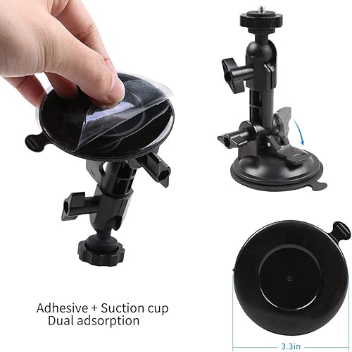 Miniatura 3 de Potente soporte de cámara con ventosa para automóvil con adaptador de trípode y soporte de teléfono para GoPro Hero 111098765 negro 4 sesiones 4