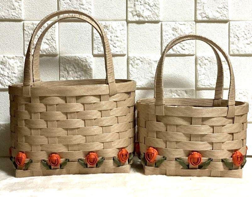 Amazon.co.jp: エコクラフトバンドかごバッグ ベージュ《飾り花 
