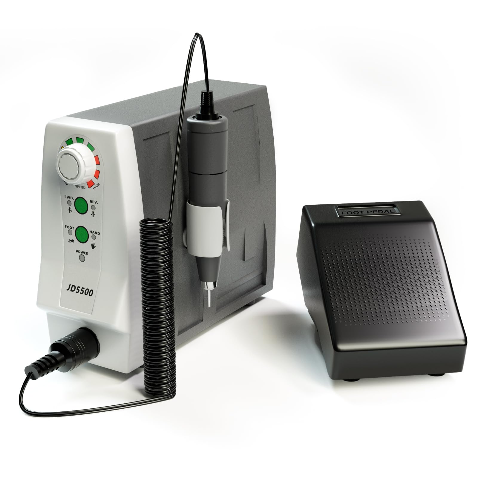 JSDA Ponceuse à Ongles Professionnelle 35000 tr/min, 85W, Puissante, Silencieuse et Aucune Vibration, Equipée d'une Pédale - Manucure Pédicure Machine Idéale Pour les Salons de Manucure