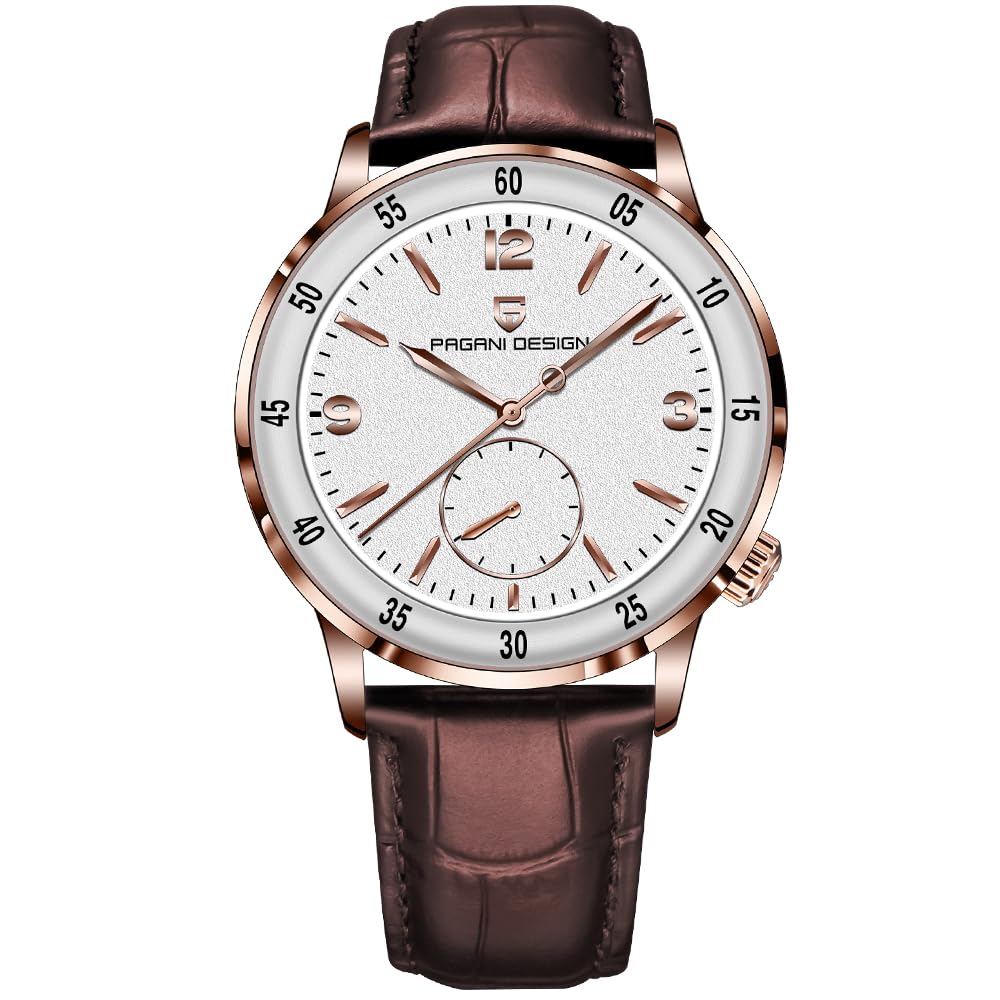 Pagani Design 1790 Herren Armbanduhr, 42mm Automatische Mechanische Uhren, 100M wasserdichte Luxus Armbanduhr für Männer,Leicht ablesbares großes Zifferblatt Leder Armband Uhr