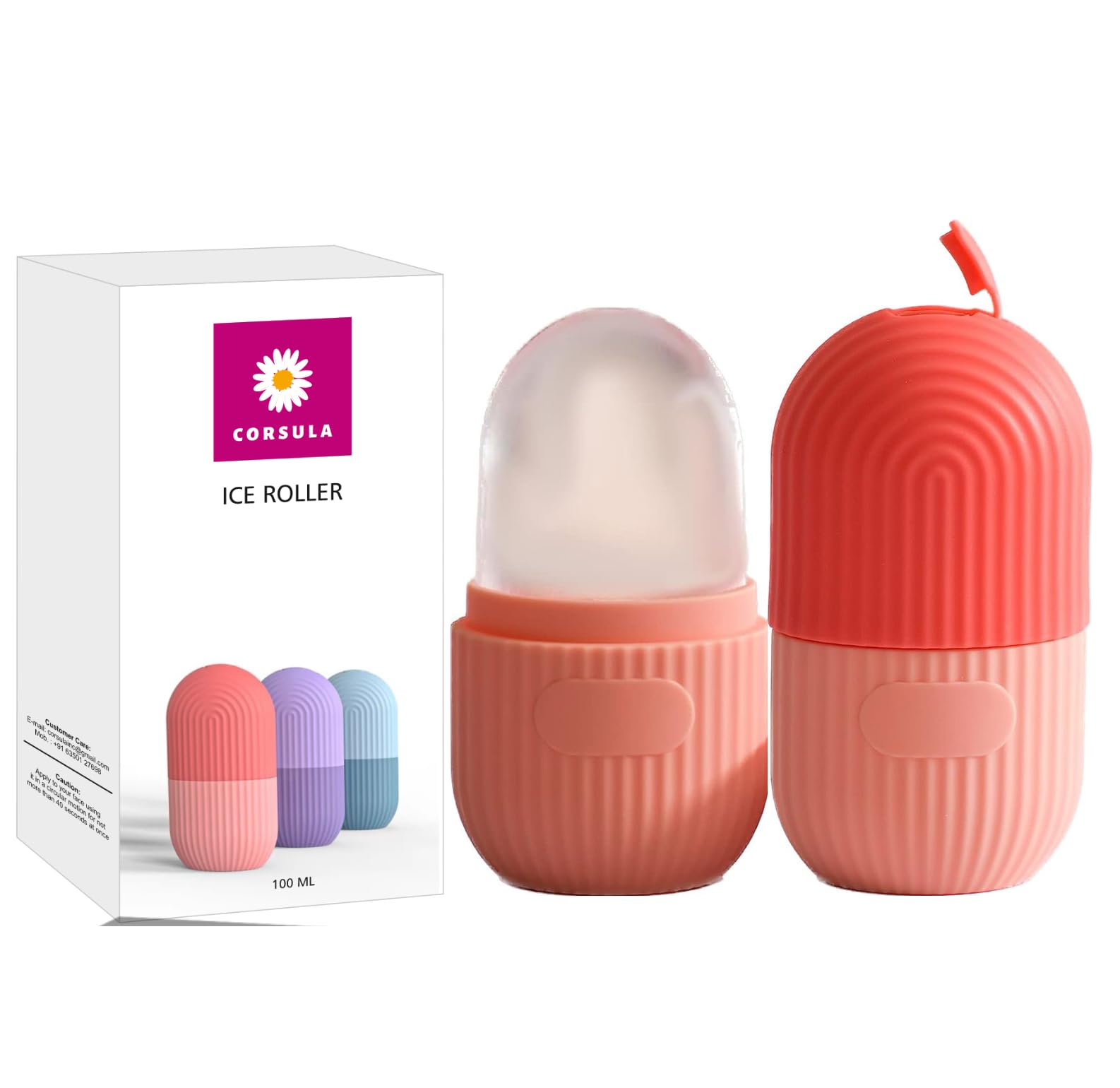 CORSULAPremium Silicon Ice roller | Reusable,LeakProof and Unbreakable |2 YEARS WARRANTY |Face Ice Therapy (MULTICOLOUR ICE ROLLER)
