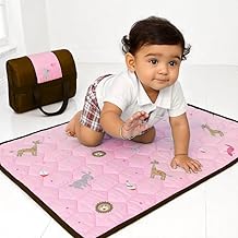 Sleepezee Foldable kids mattress for baby Picnic Light Weight | Baby Mattress Made with Premium Fabric | Easy to carry for Travel, picnic, kids play area | 1 Inch Thick (48 Inch X 27 Inch) (Baby Pink)