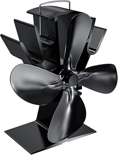 Njsisc Ventilador de estufa de leña ventilador de chimenea de 4 aspas ventilador de chimenea silencioso alimentado por calor para chimenea de gas disponible en Yaxa Colombia