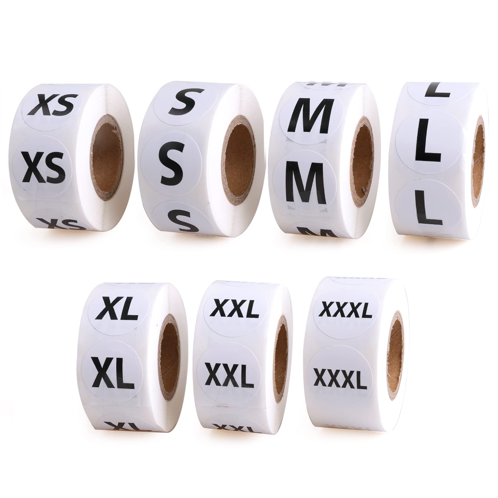 3500 PCS Clothing Size Stickers - 7/8" Round Self-Adhesive Labels for T Shirts & Retail, 7 Sizes (XS, S, M, L, XL, XXL, XXXL)