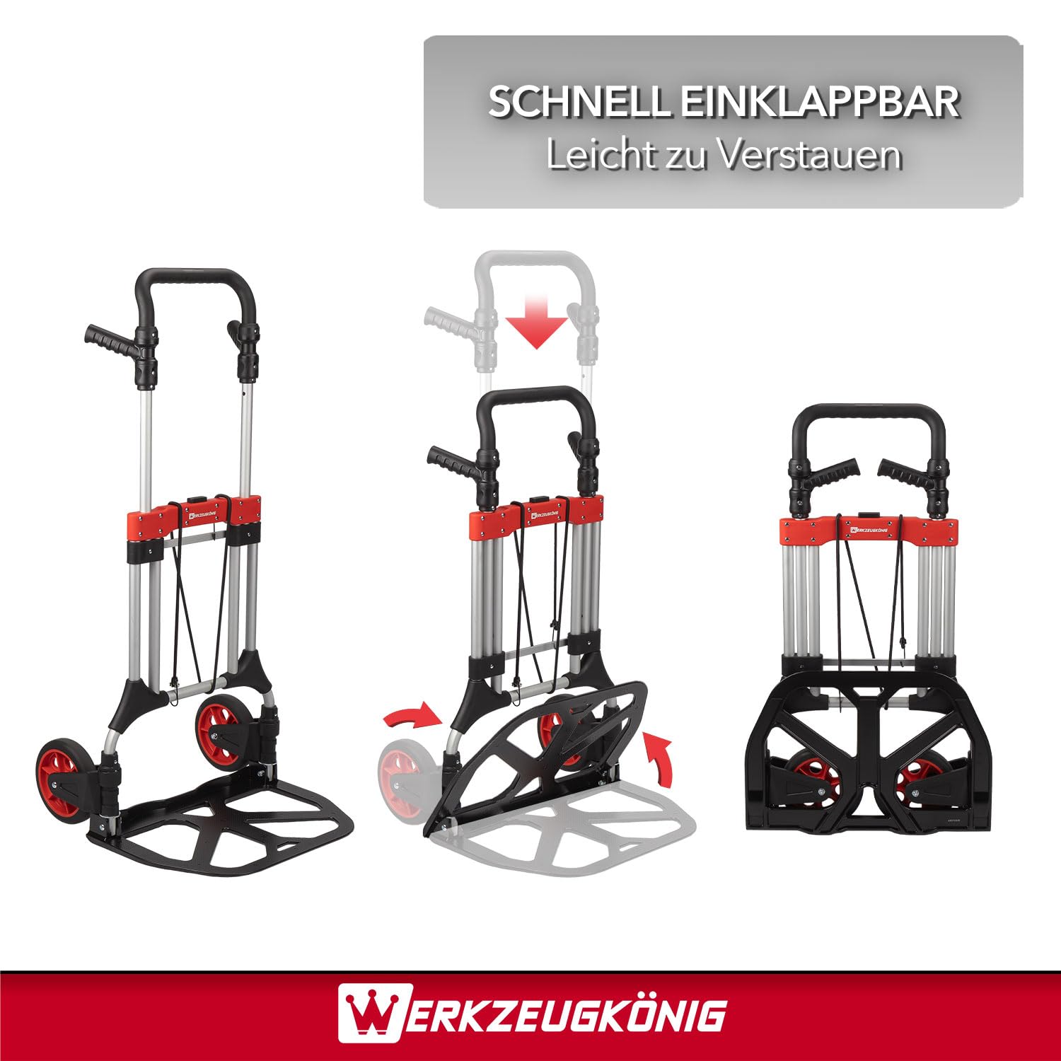 Profi-Sackkarre klappbar - Heavy Duty bis 200kg aus Aluminium | Robuste Transportkarre für schwere Lasten mit 8-Zoll XXL-Rädern, innovativem Drehgriff-System und inklusive Expanderseil