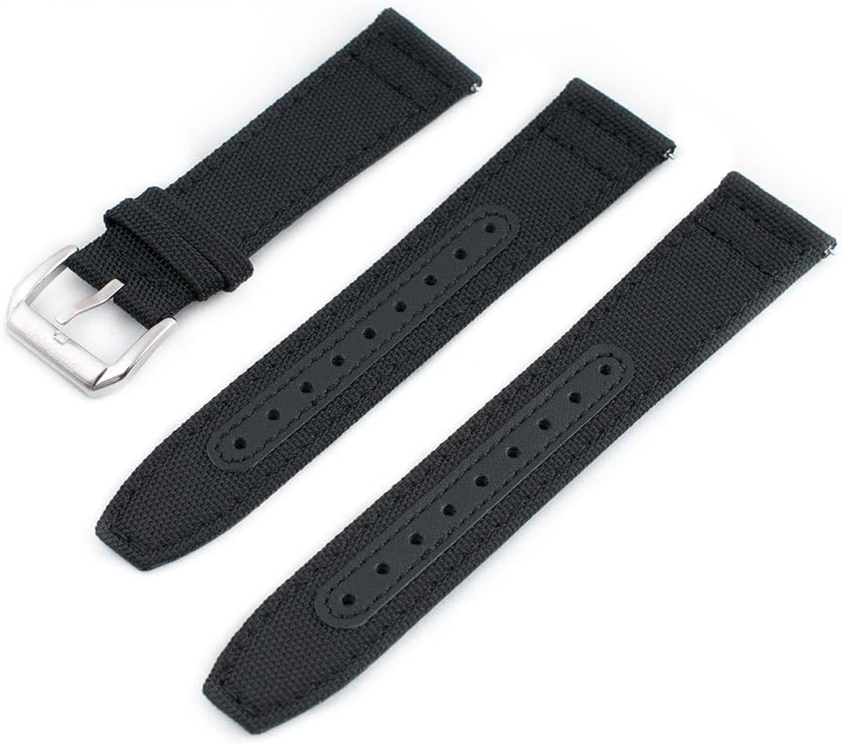 StrapHabit Quick Release Watch Band Replacement Sailcloth Watch Strap - Two Lengths - Nylon Leather Watch Strap - 19mm 20mm 21mm 22mm