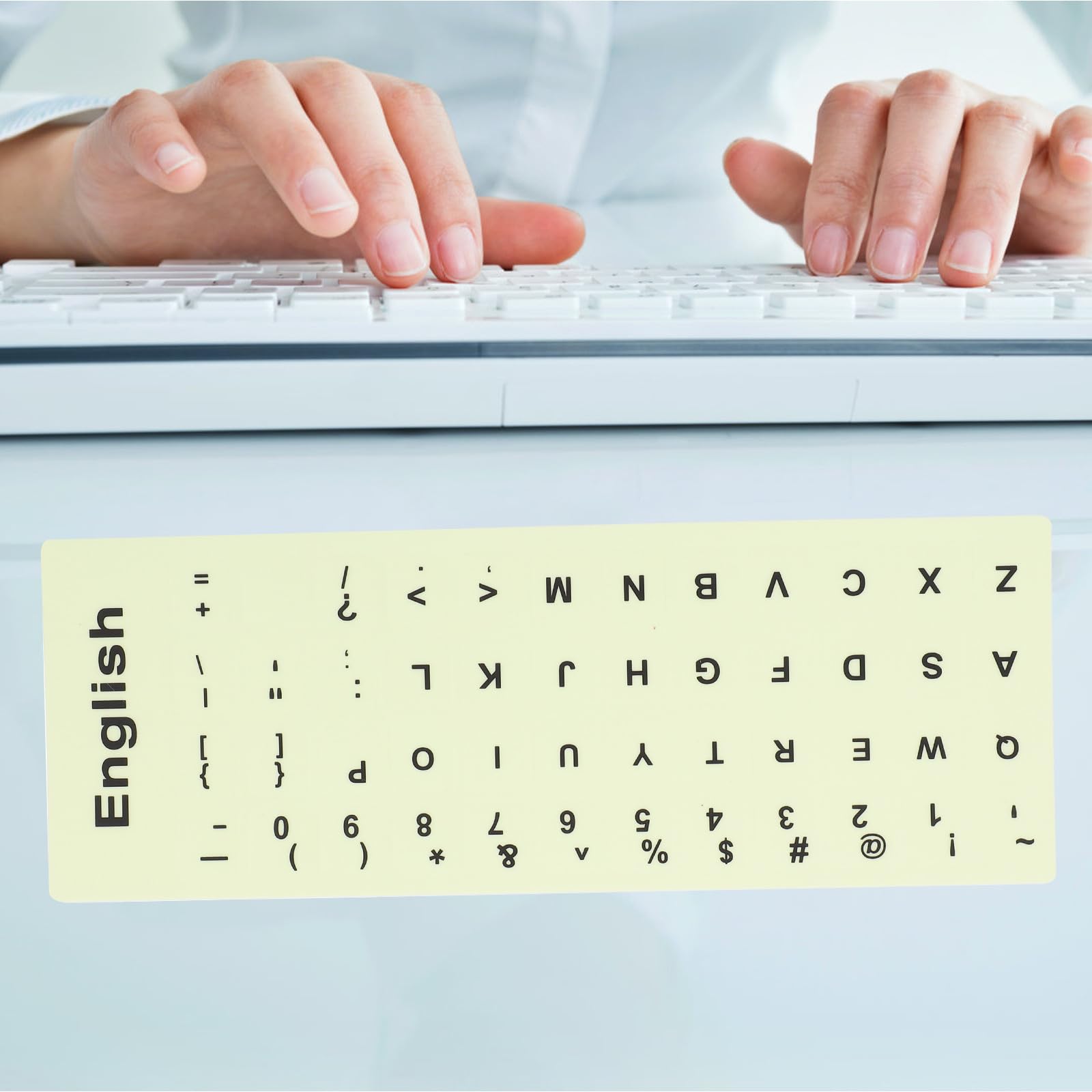 Naklejki Klawiaturę Laptopa i Komputera Stacjonarnego Fluorescencyjne Świecące Ciemności Łatwe Użyciu Wymienne Etykiety Klawiszy Uniwersalne Akcesorium Komputerowe