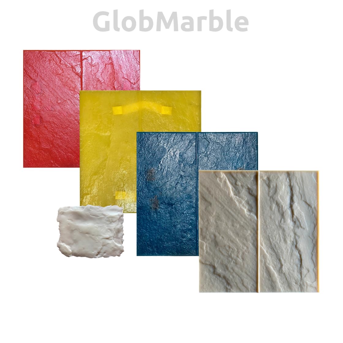 Slate Stone Stamp Mat Set of 5 - Decorative Concrete Stamp Mats with Slate Stone Texture for Driveways and Patios, Durable Polyurethane Made in USA