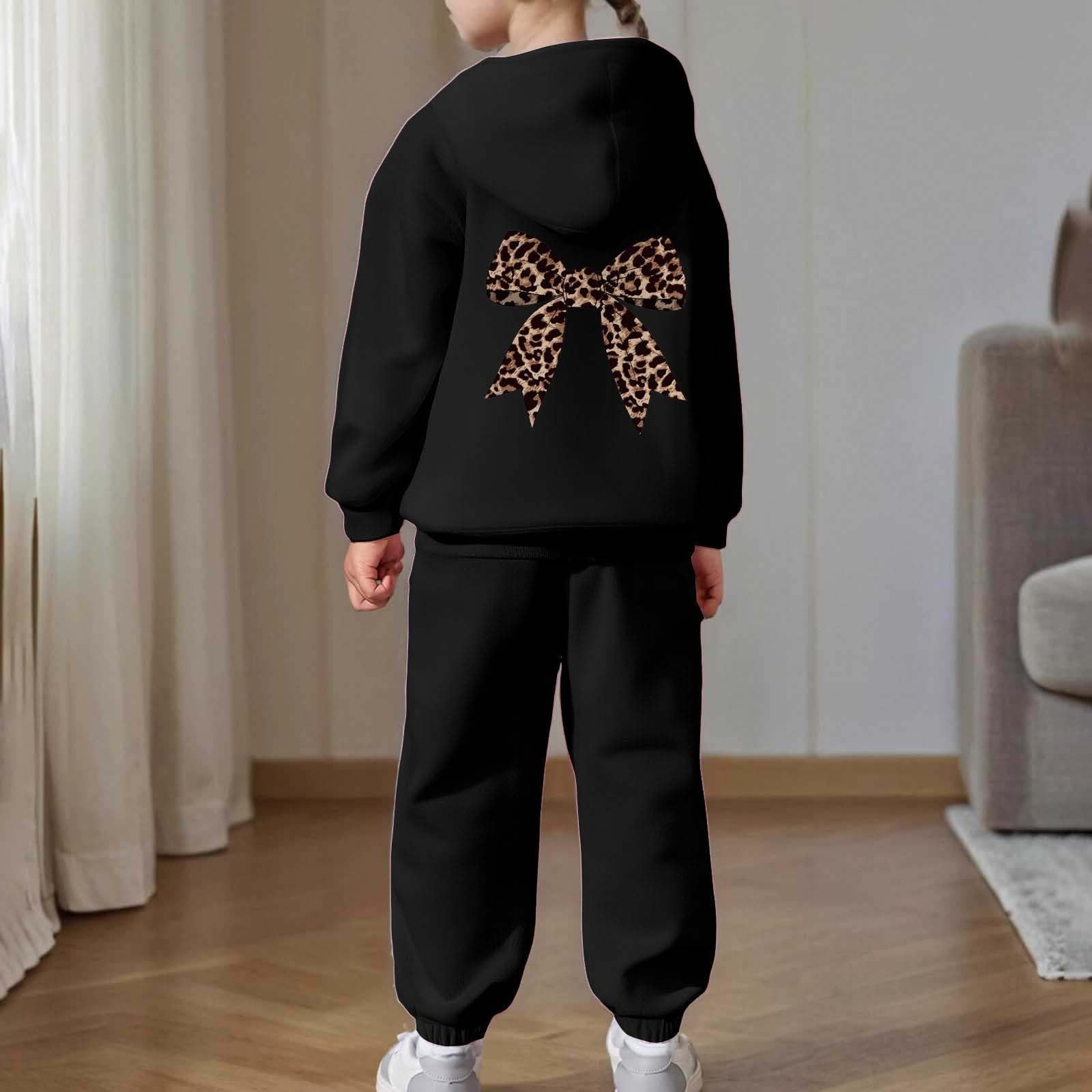 Ensemble Hiver Enfant Fille Pantalon Et Haut Sweat a Capuche Vetement Ado Fille Chic Mignon Fashion Casual Loisirs Sport Jogging Vacances Costume 2-13 Ans