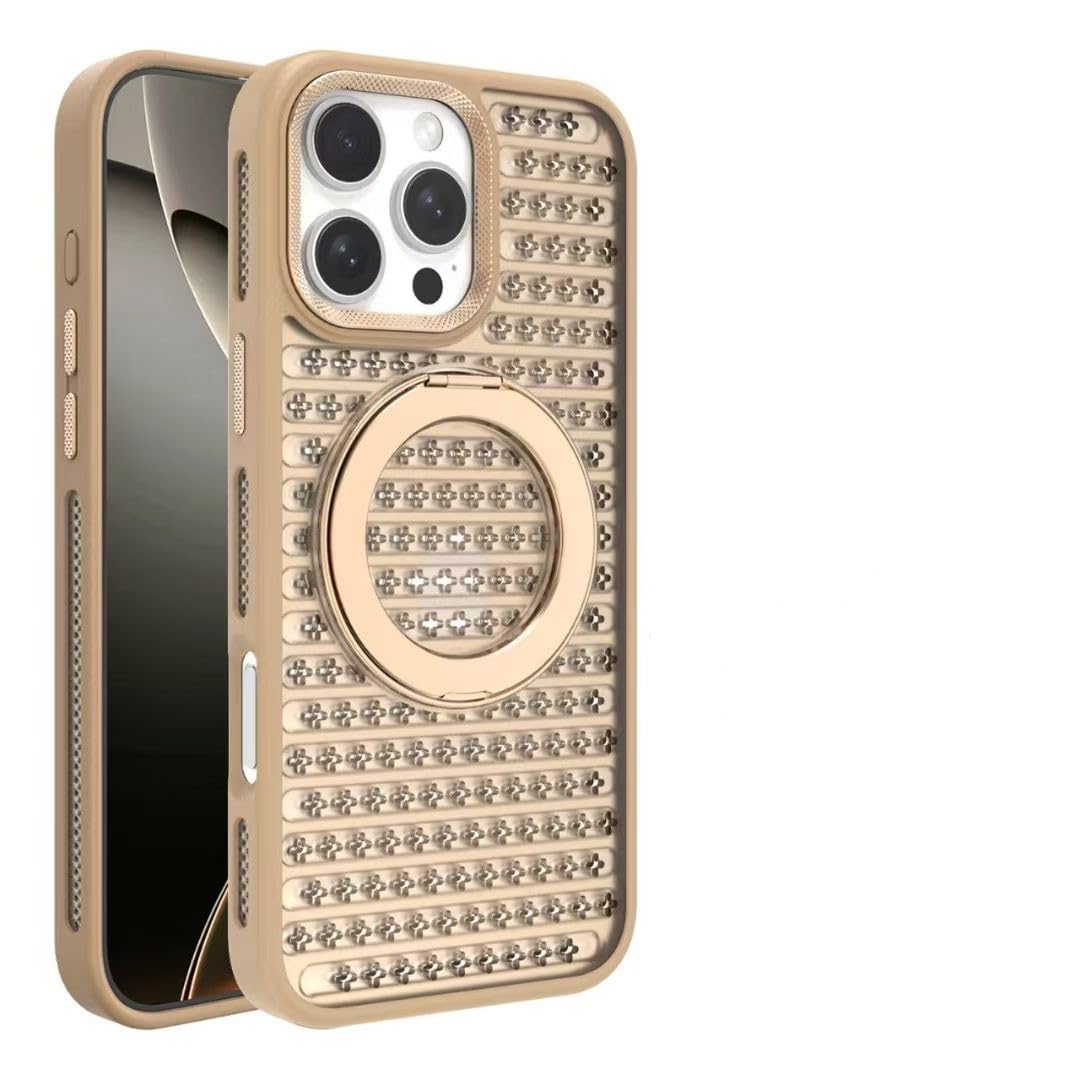 Coque de luxe iPhone 16 or désert rigide premium à induction magnétique