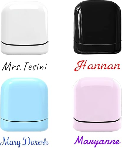 Sello de firma personalizado, sello personalizado con nombre, 4 estilos, 5 colores de tinta y 10 opciones de fuente