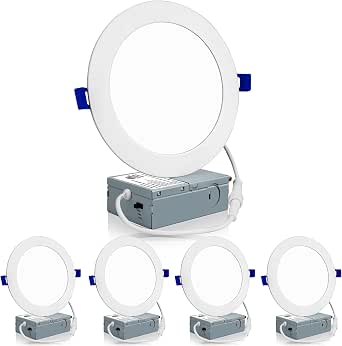 Meconard 4 Pack 6 Inch 3CCT LED Recessed Lighting, Canless Wafer Downlight