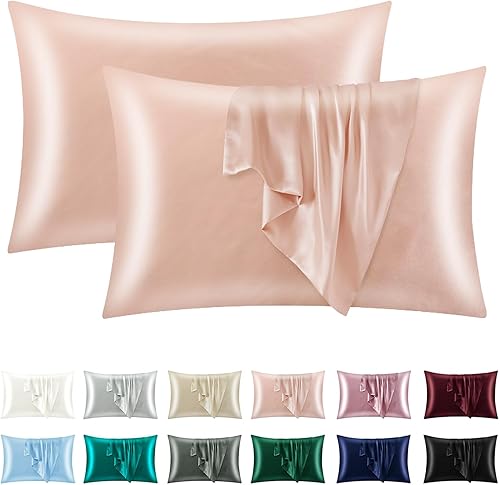 Miniatura 1 de OTOSTAR Juego de 2 fundas de almohada de satén para cabello y piel, fundas de almohada color coral Queen de 20 x 30 pulgadas, fundas de almohada