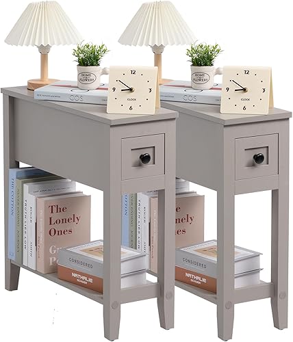 Miniatura 28 de Mesa auxiliar estrecha para espacios pequeños, color blanco, juego de 1, 24 pulgadas de largo x 8.5 pulgadas de ancho x 24 pulgadas de alto