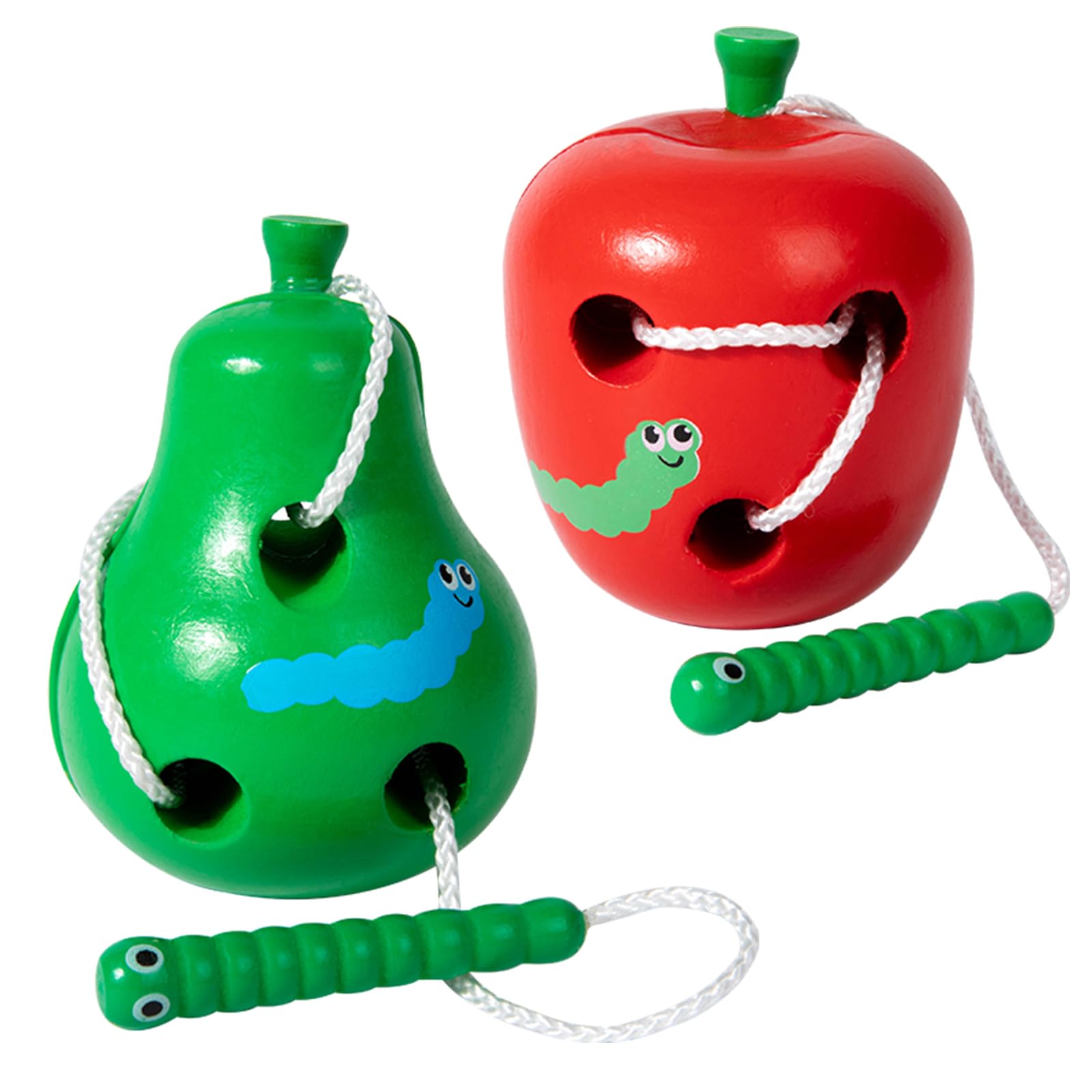 Montessori Activity Caterpillars Eat Fruit Combination Toys Early Development Toys Wooden Lacing Toys Children Learning Educational Wood Block Puzzles Toy for Toddlers Boys Girls