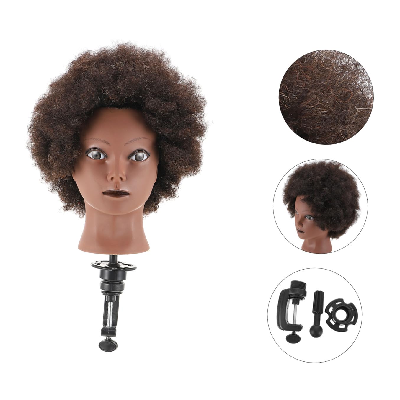 Haarübungskopf Puppe Schwarzer Friseur Übungskopf für Haarstyling | Friseur Kopf zum Üben Afro, Schwarzer Mannequinkopf mit Haaren Afro, für Haarstyling Training und Friseurakademie