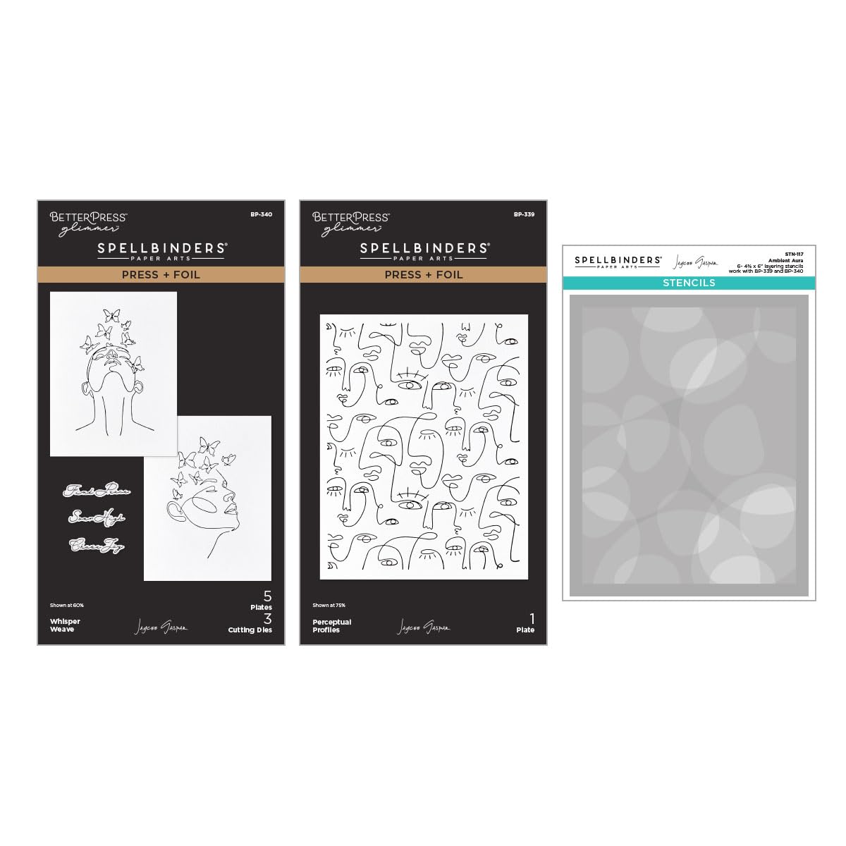 All My Senses Faces Press + Foil Plates and Stencil Bundle by Jaycee Gaspar